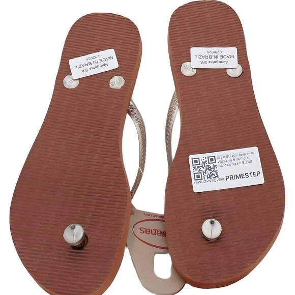 Havaianas Slim Floral Flip Flop Beach Sandals Gold Straps Women's EU 40 - Picture 6 of 6